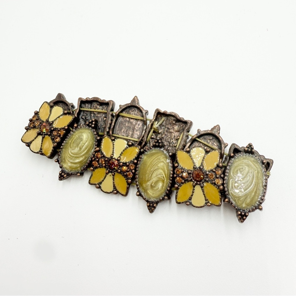 Vintage Art Nouveau Elven Fairy Floral Bracelet | Round & Oval Panel Statement